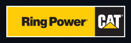 Ring Power logo with yellow rectangle and adjacent CAT logo featuring a yellow triangle